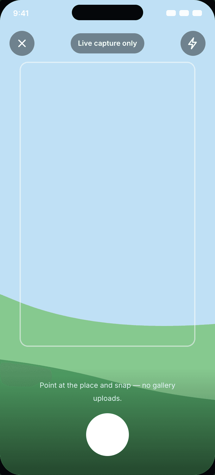 Pindela camera — snap a real place